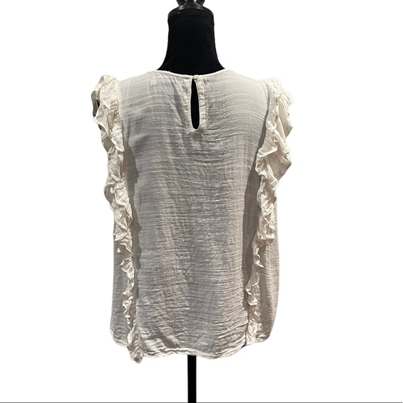 Tiffosi cream sleeveless crepe fabric ruffle accent bohemian top extra large - Picture 5 of 12